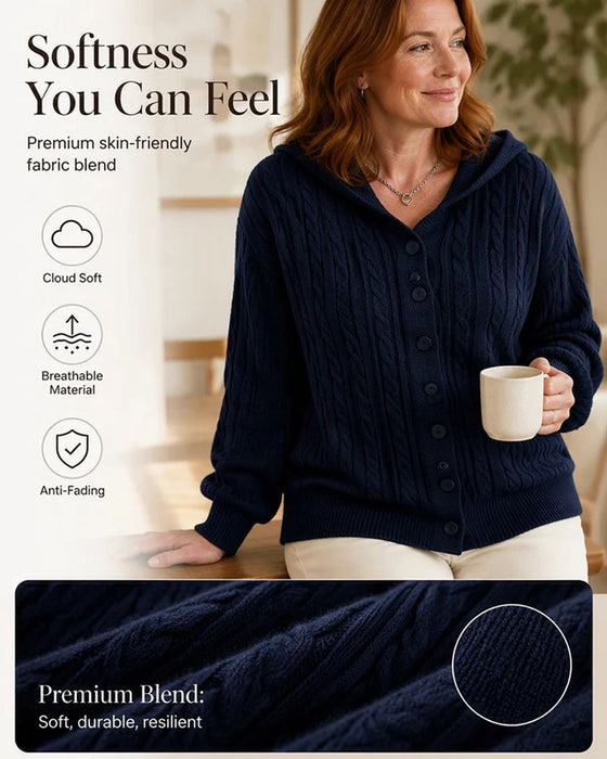 Cardigan Met Capuchon Open Voor Gebreid