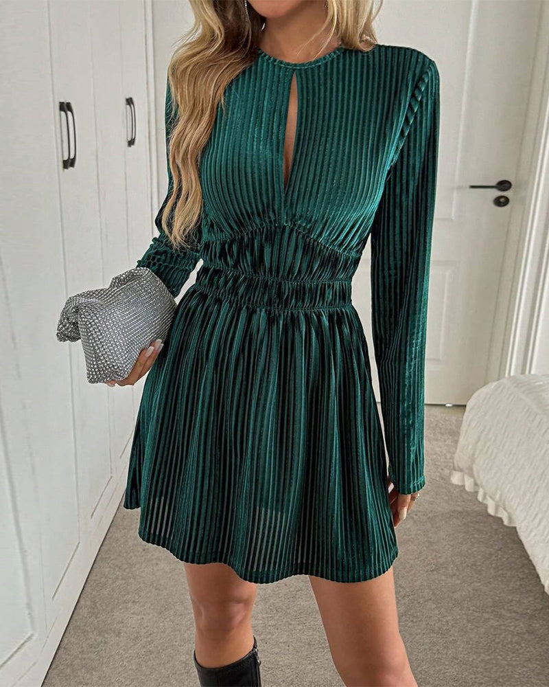 Jurk Gerimpeld Ribfluweel A-Lijn