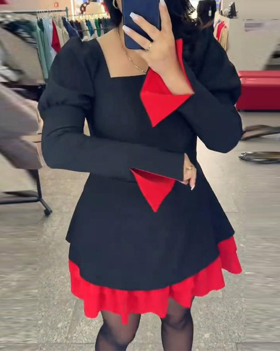 Jurk Split Klokmouwen Patchwork A-zom