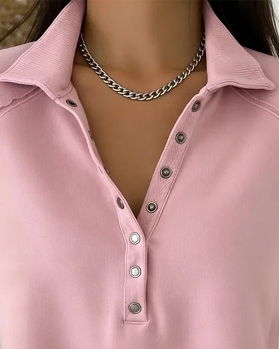 Top Open Kraag Knoop Casual