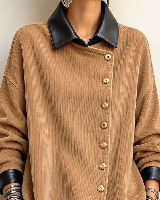 Top Ribfluweel Diagonaal Knoop Los