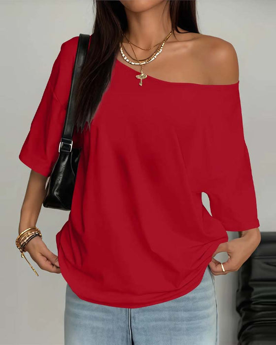 Asymmetrische Schouderloze T-Shirt