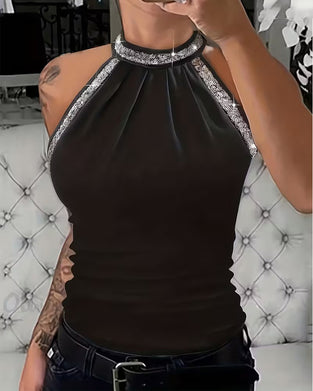 Top Elegant Gebreid Met Pailletten Halter