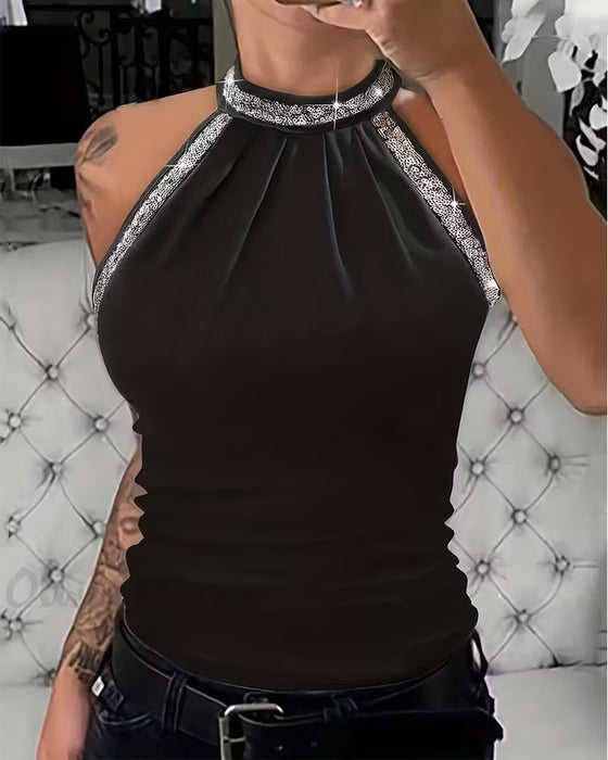 Top Elegant Gebreid Met Pailletten Halter