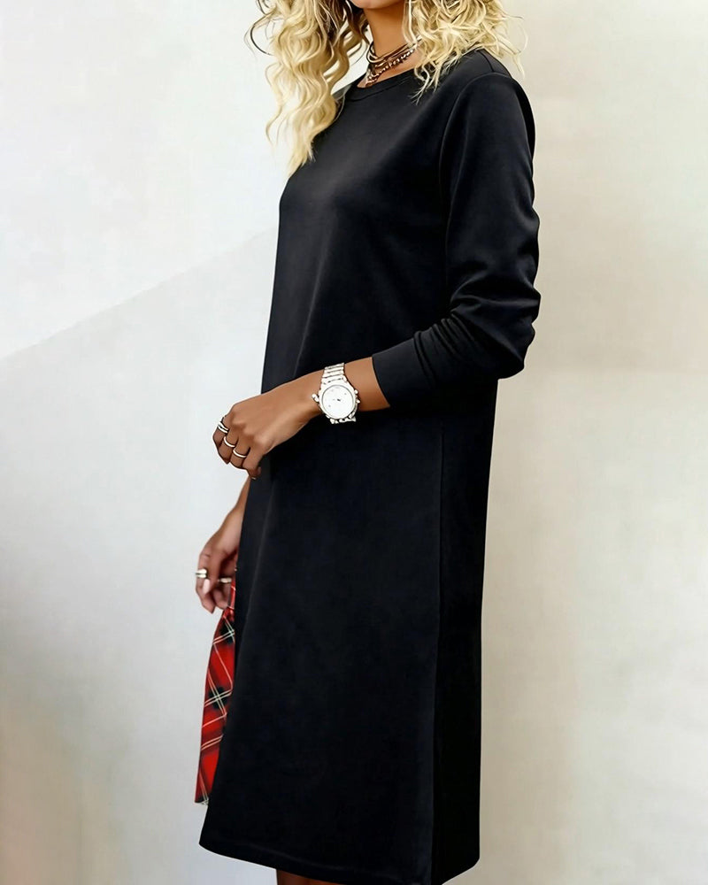 Langmouwige Jurk Met Ruitpatchwork