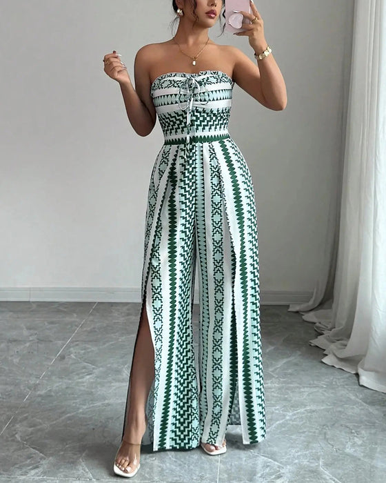 Jumpsuit Geometrisch Bandeau Split Breed Been