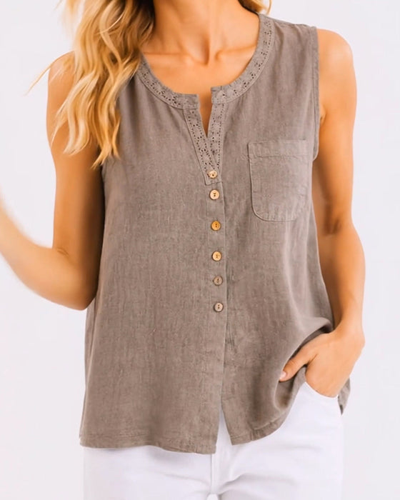 Tank Top Casual Knoop Mouwloos