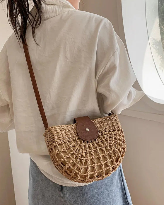 Tas Boho Halfcirkelvormig Hol Stro