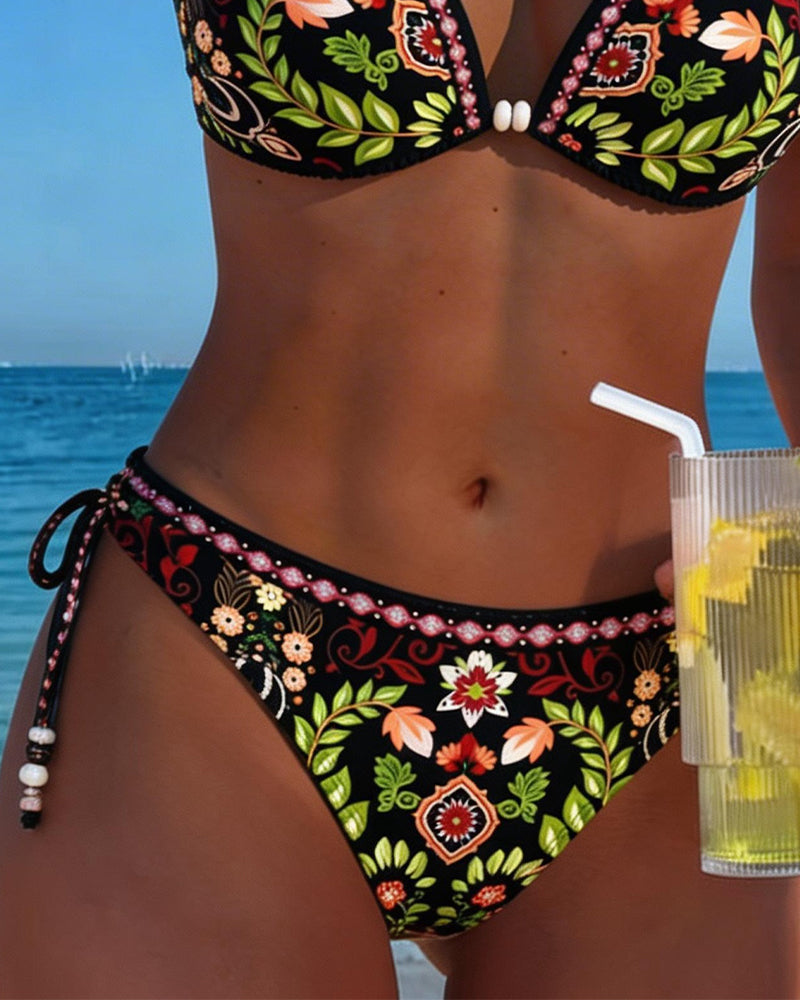 Bikini Etnische Stijl Bloemen Halternek Tweedelig