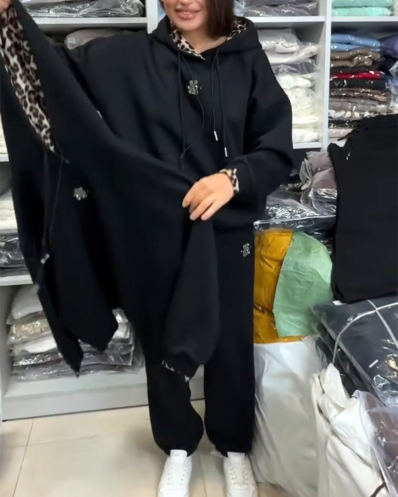 Tweedelig Setje In Luiaardprint Met Capuchon