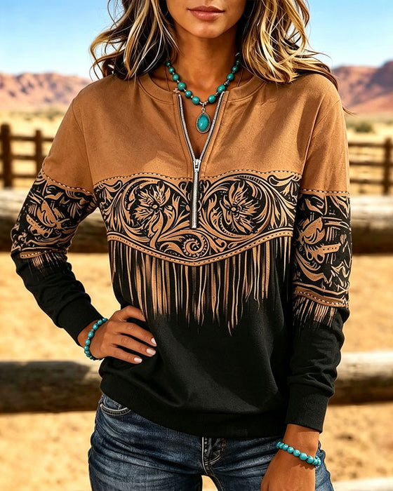 Sweatshirt Print Rits Lange Mouw