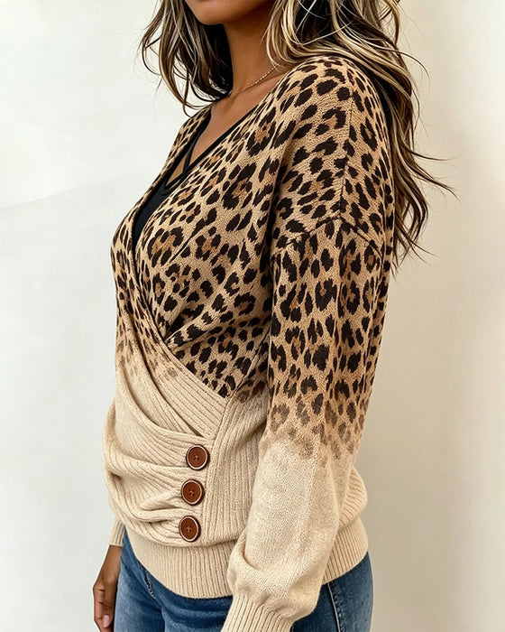 Top Luipaard Print Kruis Gradient Schijnbaar Tweedelig