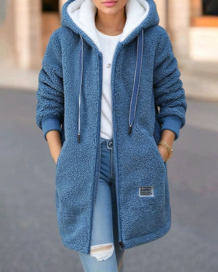 Jas Fleece Gevoerd Rits Zak Capuchon