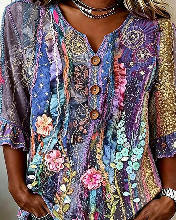 Blouse Retro Etnische Stijl