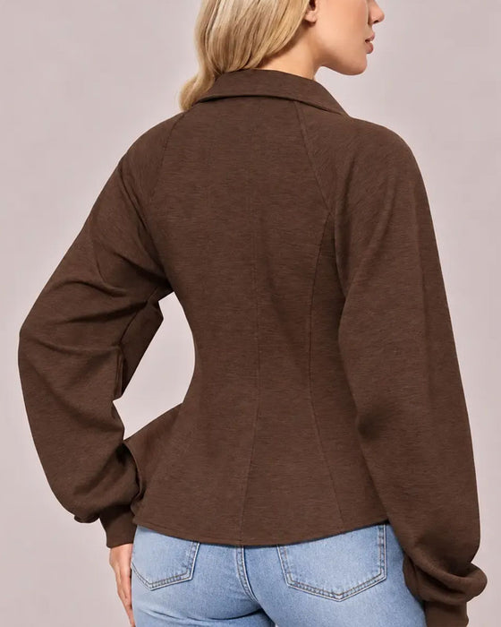 Jas Revers Rits Geplooide Taille
