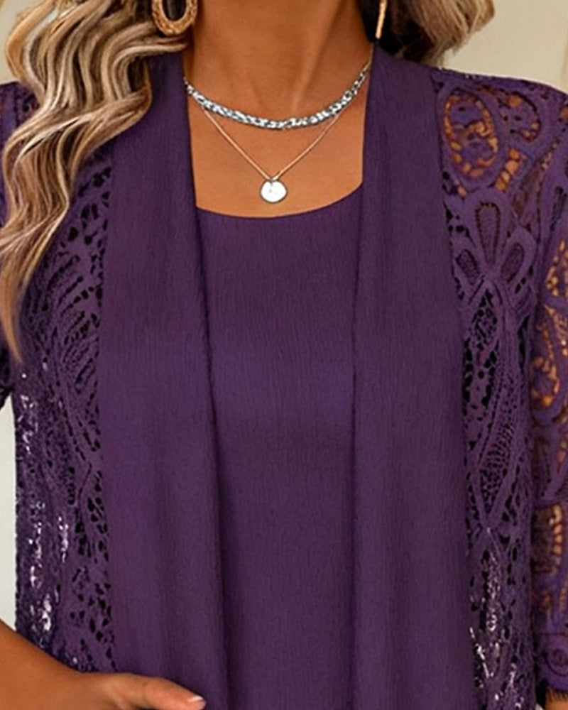 Top Met Patchworkdetails En Faux Twee-Delige Look