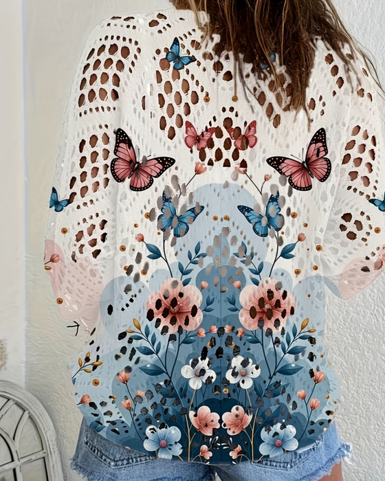 Pullover Vlinder Bloemen Uitsnijding