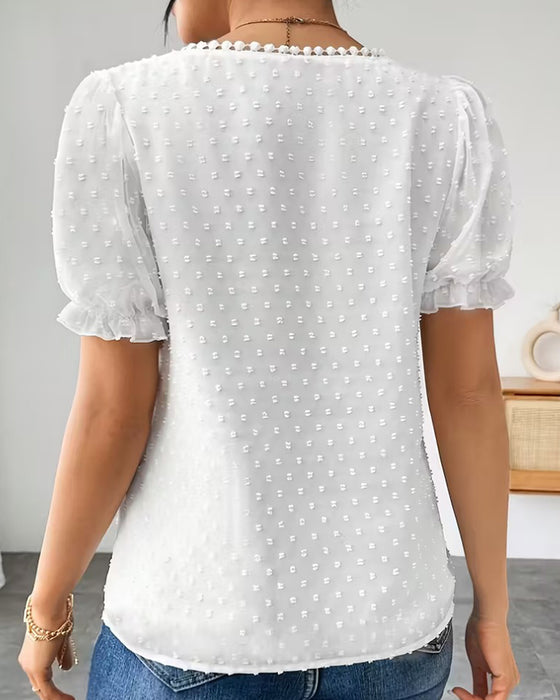 Blouse V-hals Pofmouw