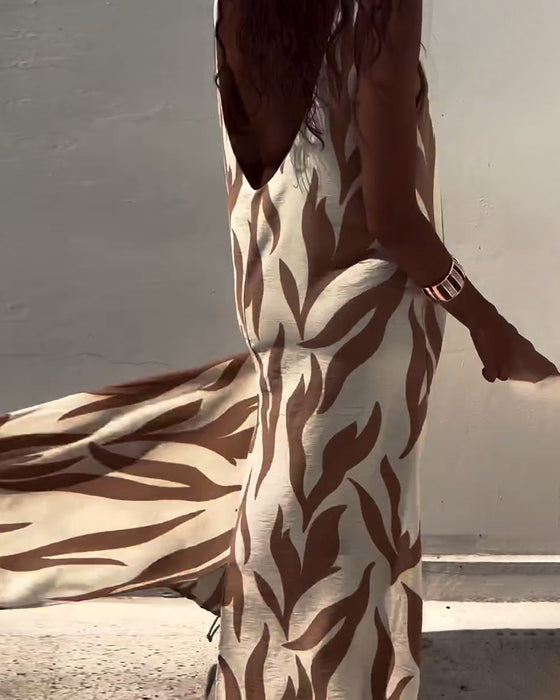 Jurk Mouwloos Rugloos Gedrukt