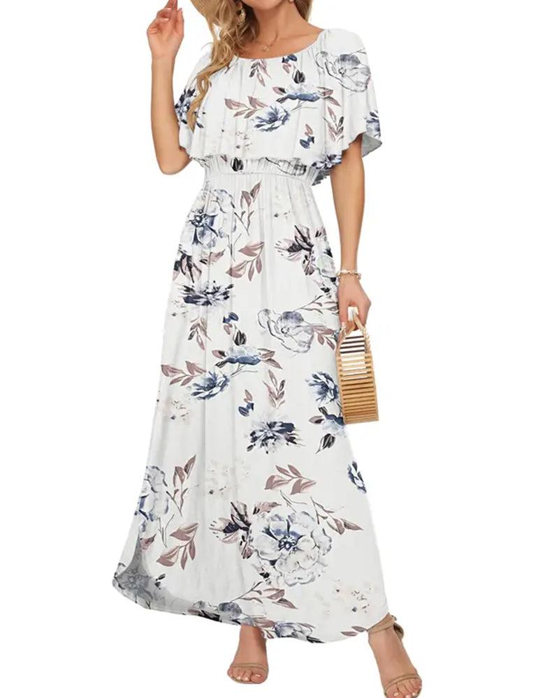 Jurk Elegant Inktwasbehandeling Bloemen Maxi