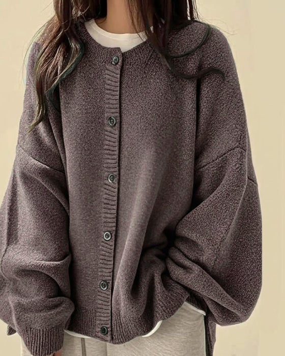 Cardigan Ronde Hals Geknoopt Trui