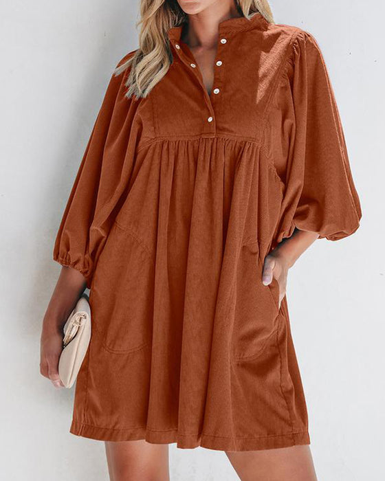 Jurk Plain Corduroy Mini