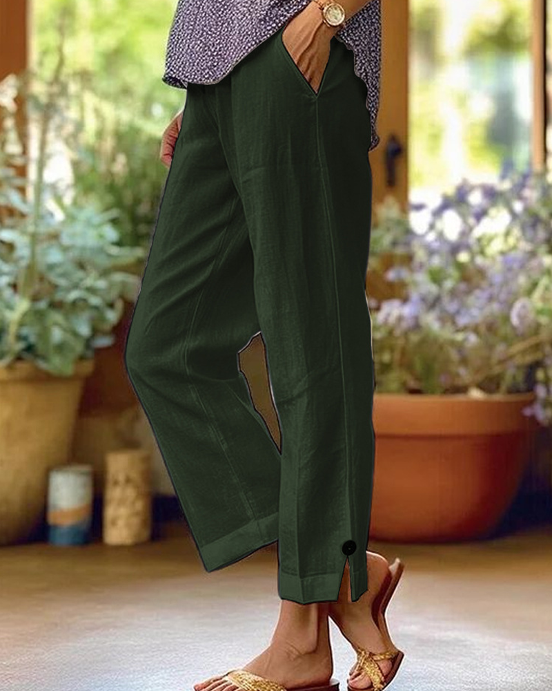 Broek Effen Rechte Pijp Casual