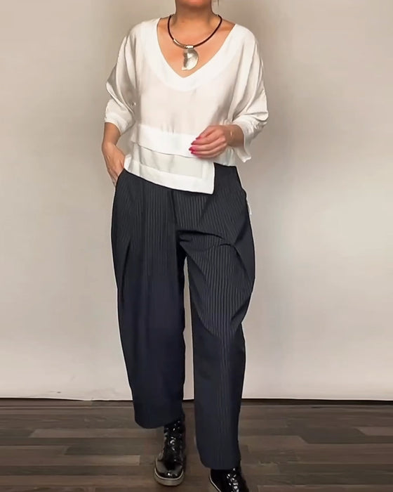 Vrije Tijd Broeken Met Retro Strepen