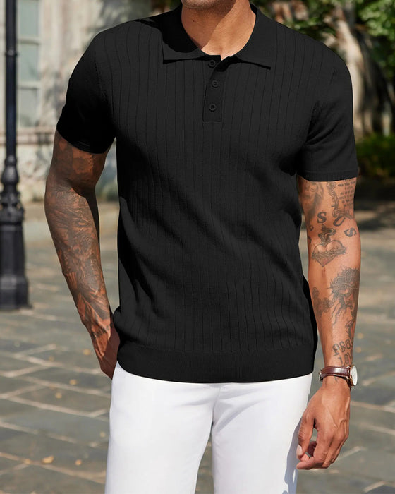 T-Shirt Geribbeld Gebreid Polo Kraag