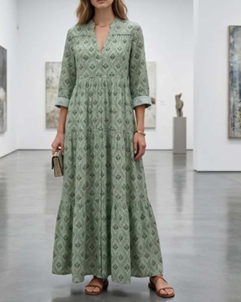 Jurk Vintage V-Hals Bloemen
