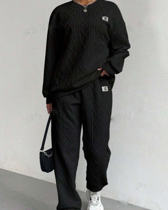 Tweedelig Set Gedraaid Jacquard Casual