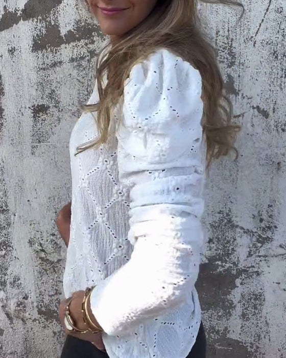Blouse Met Puffmouwen En Cut-Out Details