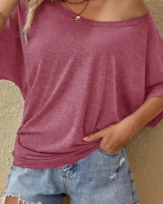 T-Shirt Effen Wijd Vleermuismouw