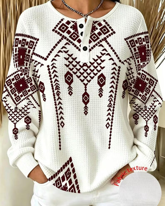 Sweatshirt Bohemien Print Casual