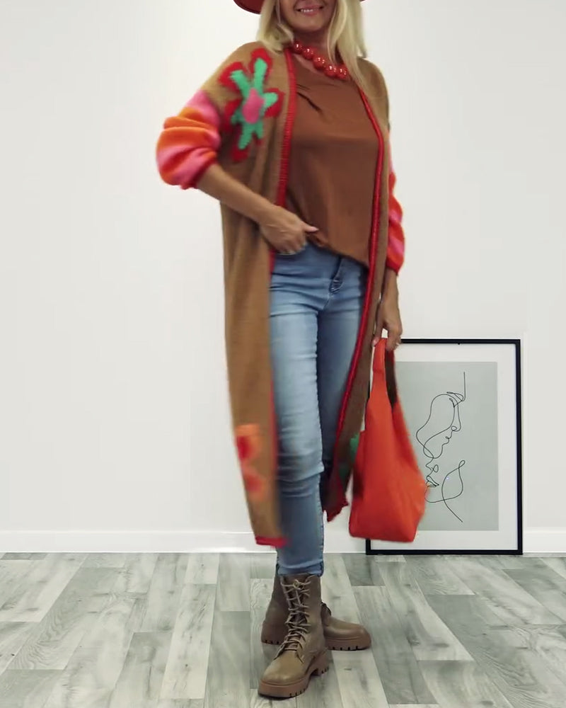 Casual lang vest met bloemenpatroon