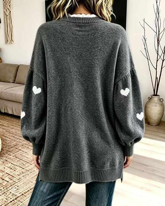 Trui Hart Print V-hals