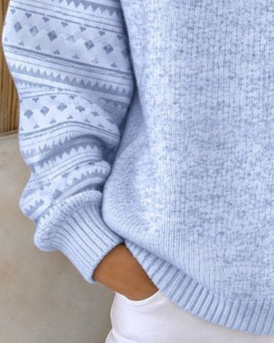 Sweatshirt Ronde Hals Geknoopt Gestreept Loose