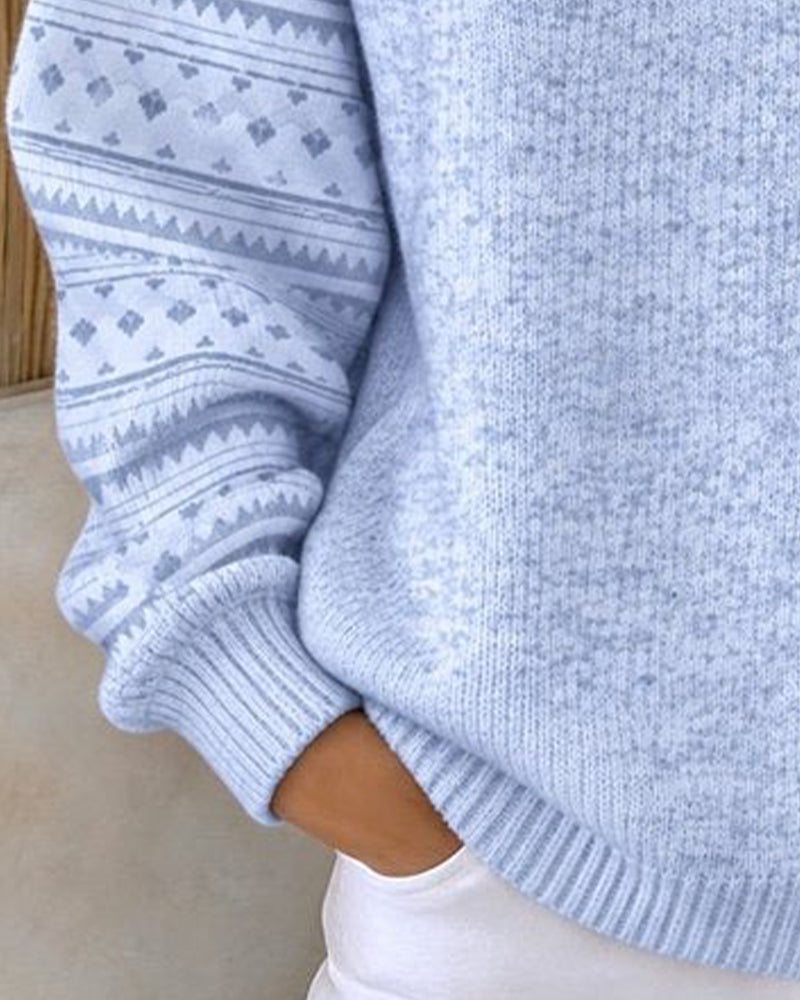 Sweatshirt Ronde Hals Geknoopt Gestreept Loose