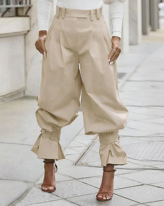 Broek Design Manchet Geplooid Casual