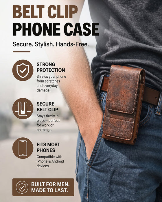🔥Heupriem telefoontasje 📱 Multivak lederen holster met kaarthouder
