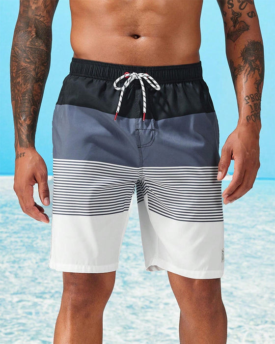 Shorts Heren Color-Block Gestreept Strand