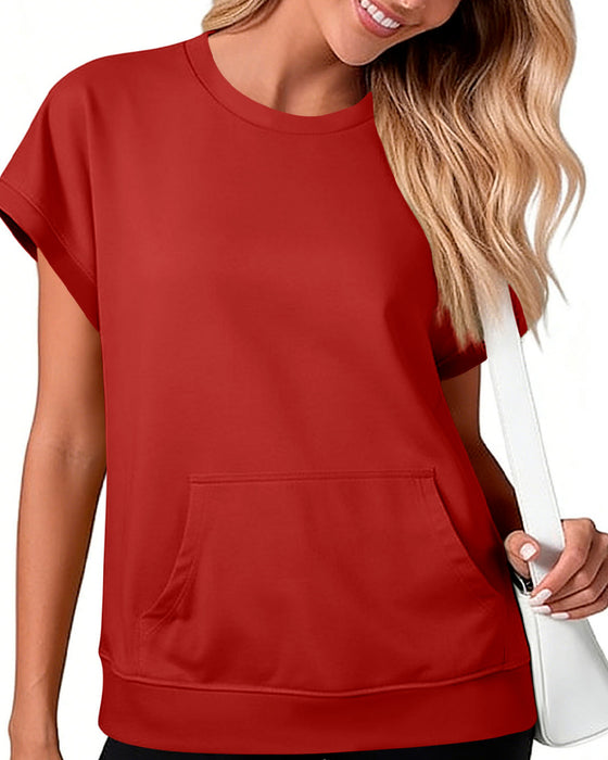 Blouse Voorzak Effen Ronde Hals