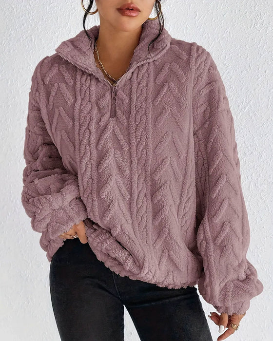 Sweatshirt Dubbelzijdig Fleece Halve Rits