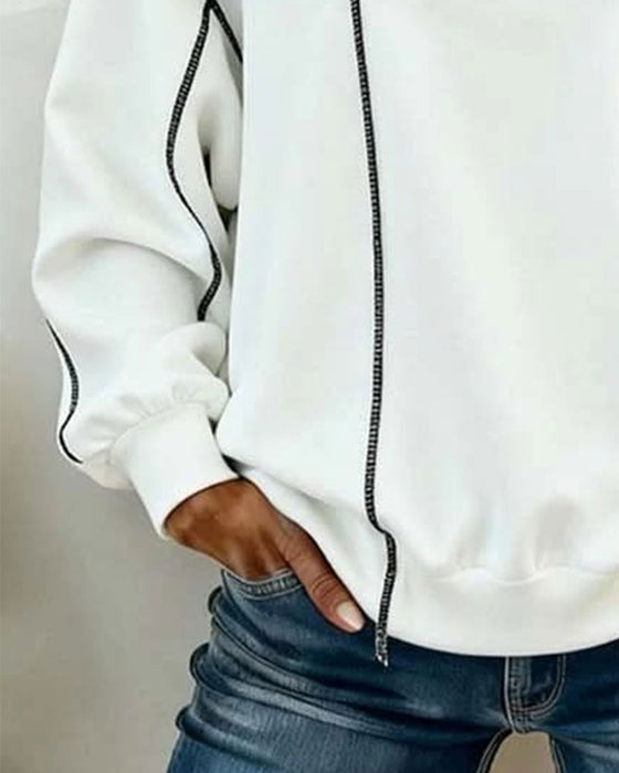 Sweatshirt Ronde Hals Oversized Kleurblok