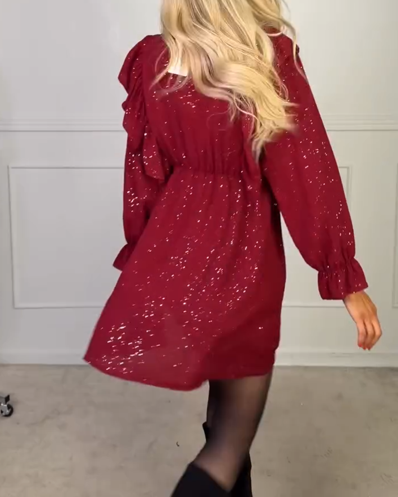 Stijlvolle Jurk Met V-Hals In Effen Kleur