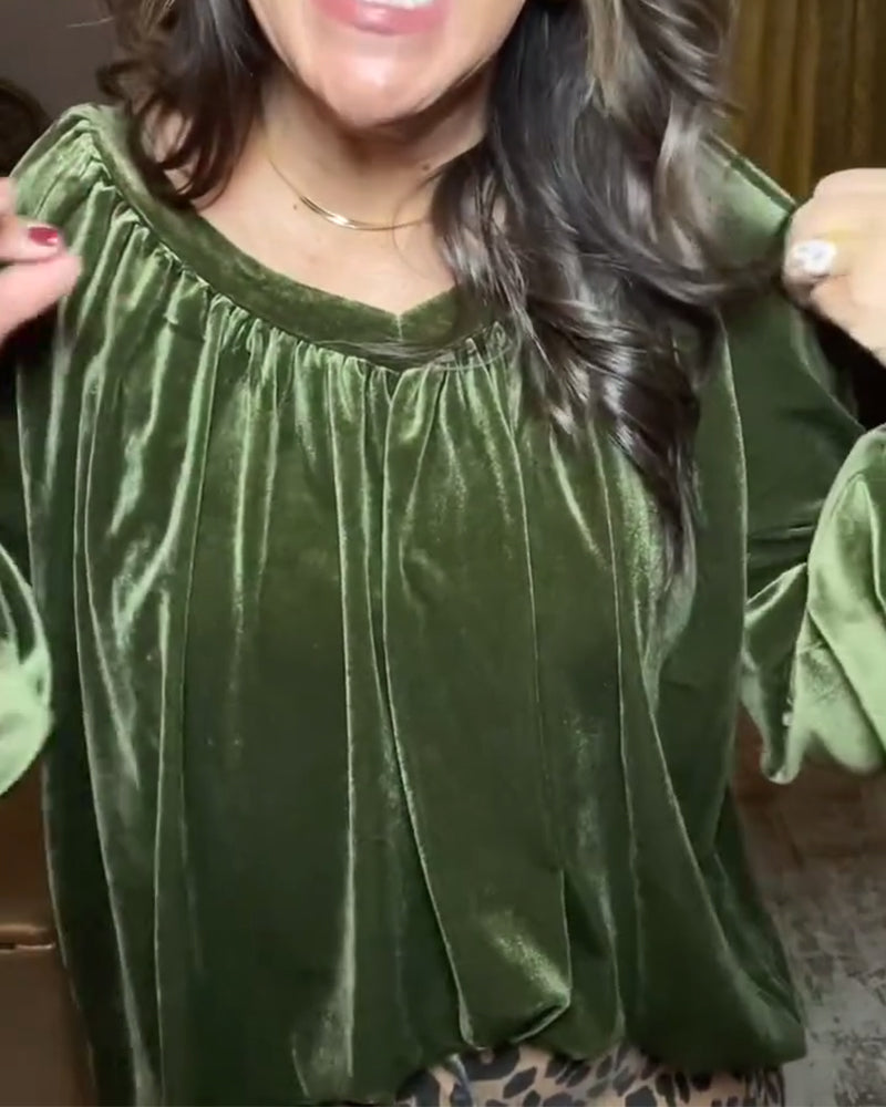 Casual top met V-hals, losse pasvorm en lange mouwen