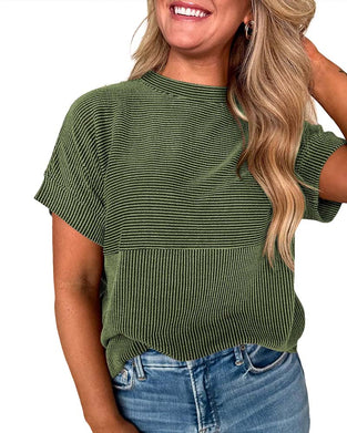 T-Shirt Gestreept Korte Mouw Ronde Hals
