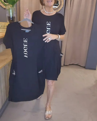 Jurk Casual Korte Mouwen Losse Letterprint