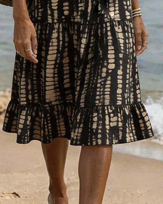 Casual Jurk V-Hals Met Print