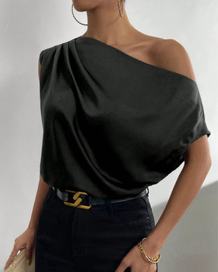Blouse Effen Kleur Off Schouder Mouwloos